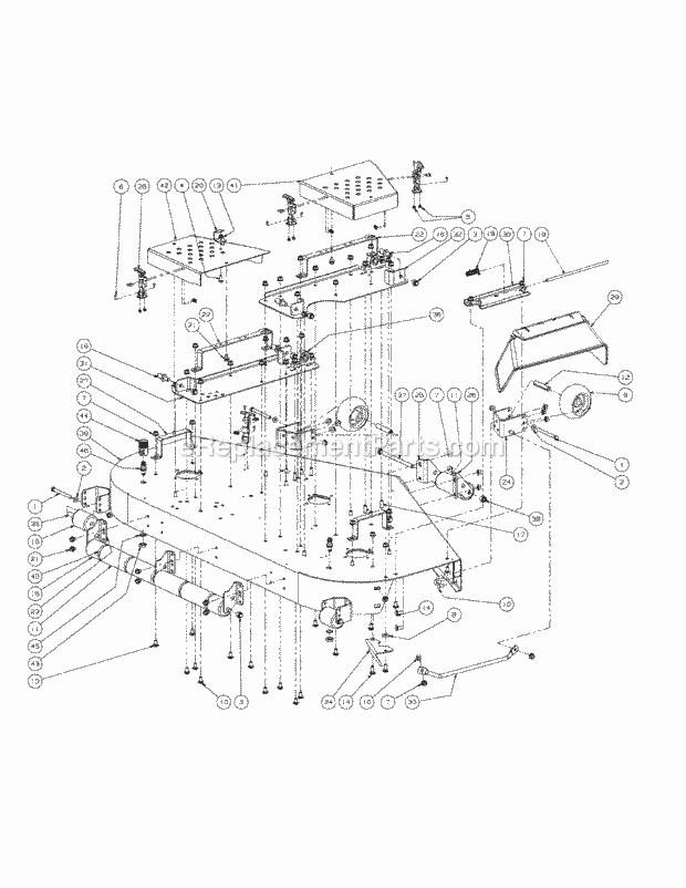 Fabricated Cutter Deck Diagram and Parts List for M60-KH 53AH8CTX750-27HP-OHV Cub Cadet Lawn Tractor